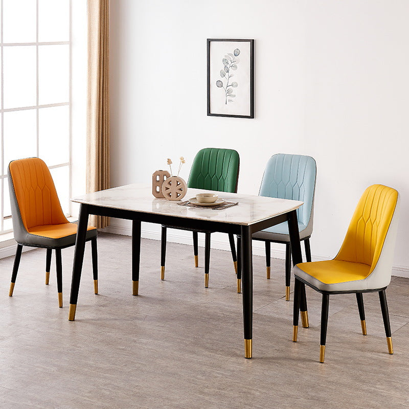 Nordic Style Metal Dining Accent Chair Dining Room Armless Dining Chairs Clearhalo ' kitchen&dining_furn' 'Dining Chairs' 'Dining Tables & Seating' 'dining_chair' 'Furniture' 'furniture_dining_chair' 'Kitchen & Dining Furniture' 'kitchen' 3453196