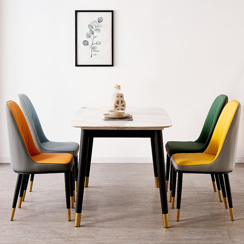 Nordic Style Metal Dining Accent Chair Dining Room Armless Dining Chairs Clearhalo ' kitchen&dining_furn' 'Dining Chairs' 'Dining Tables & Seating' 'dining_chair' 'Furniture' 'furniture_dining_chair' 'Kitchen & Dining Furniture' 'kitchen' 3453198
