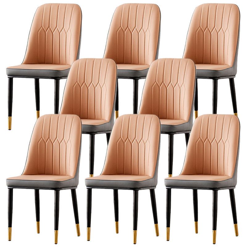 Nordic Style Metal Dining Accent Chair Dining Room Armless Dining Chairs Light Brown Set of 8 Clearhalo ' kitchen&dining_furn' 'Dining Chairs' 'Dining Tables & Seating' 'dining_chair' 'Furniture' 'furniture_dining_chair' 'Kitchen & Dining Furniture' 'kitchen' 3453213