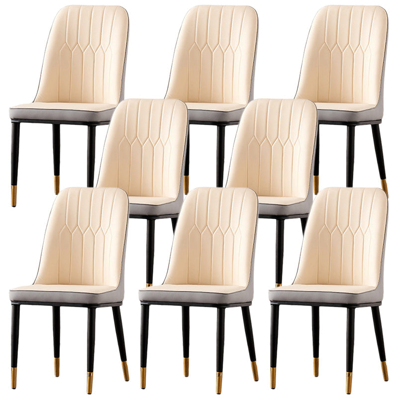 Nordic Style Metal Dining Accent Chair Dining Room Armless Dining Chairs Beige Set of 8 Clearhalo ' kitchen&dining_furn' 'Dining Chairs' 'Dining Tables & Seating' 'dining_chair' 'Furniture' 'furniture_dining_chair' 'Kitchen & Dining Furniture' 'kitchen' 3453221