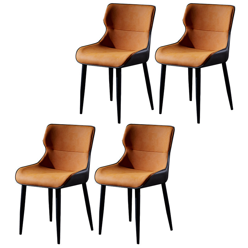 Modern Leather Dining Side Chair Indoor Wingback Chair with Black Legs Orange Set of 4 Clearhalo ' kitchen&dining_furn' 'Dining Chairs' 'Dining Tables & Seating' 'dining_chair' 'Furniture' 'furniture_dining_chair' 'Kitchen & Dining Furniture' 'kitchen' 3453225