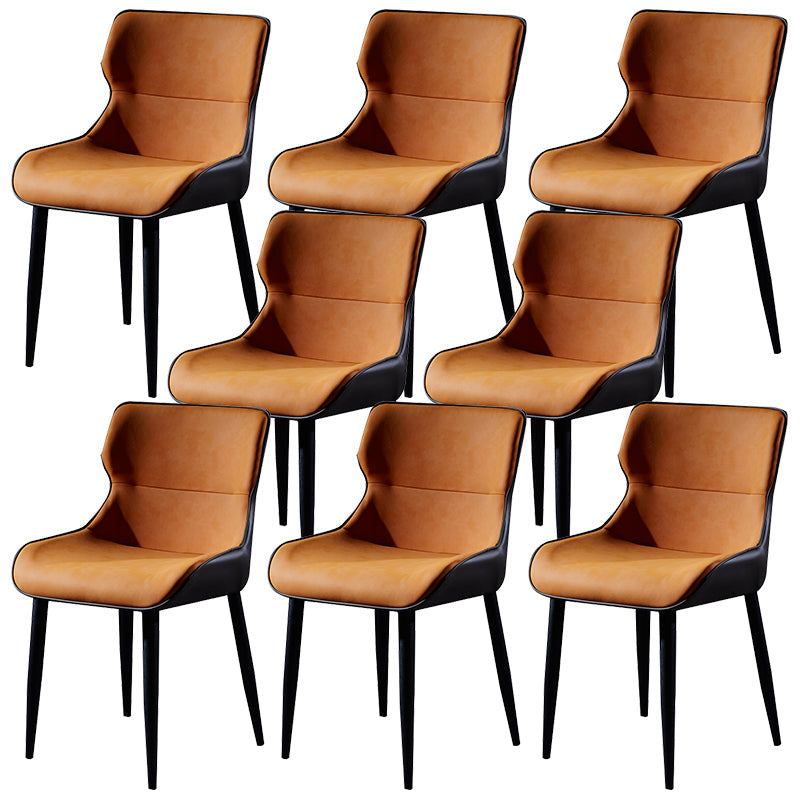 Modern Leather Dining Side Chair Indoor Wingback Chair with Black Legs Orange Set of 8 Clearhalo ' kitchen&dining_furn' 'Dining Chairs' 'Dining Tables & Seating' 'dining_chair' 'Furniture' 'furniture_dining_chair' 'Kitchen & Dining Furniture' 'kitchen' 3453226