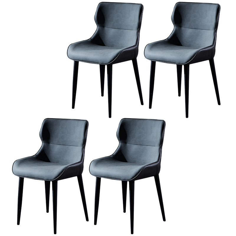 Modern Leather Dining Side Chair Indoor Wingback Chair with Black Legs Dark Gray Set of 4 Clearhalo ' kitchen&dining_furn' 'Dining Chairs' 'Dining Tables & Seating' 'dining_chair' 'Furniture' 'furniture_dining_chair' 'Kitchen & Dining Furniture' 'kitchen' 3453229