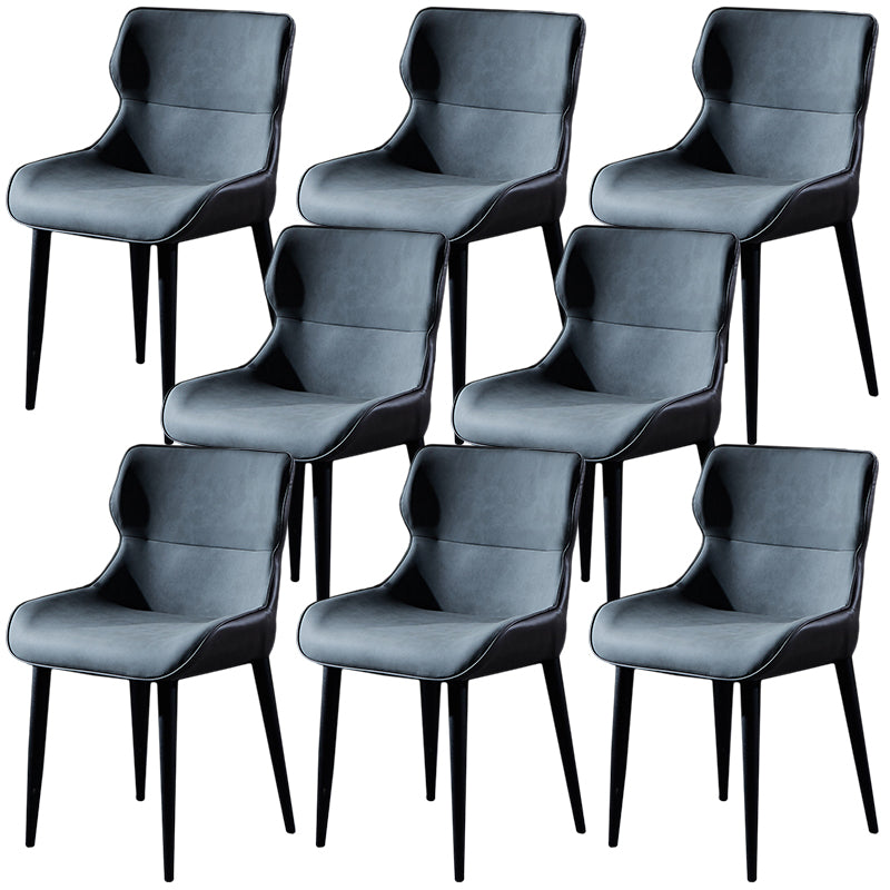 Modern Leather Dining Side Chair Indoor Wingback Chair with Black Legs Dark Gray Set of 8 Clearhalo ' kitchen&dining_furn' 'Dining Chairs' 'Dining Tables & Seating' 'dining_chair' 'Furniture' 'furniture_dining_chair' 'Kitchen & Dining Furniture' 'kitchen' 3453230