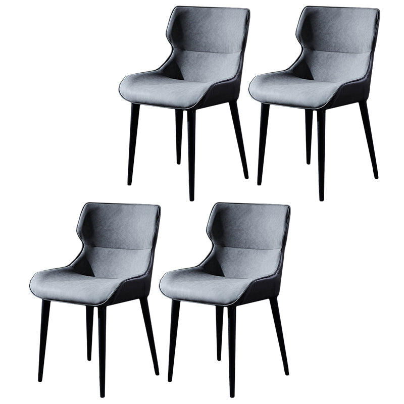 Modern Leather Dining Side Chair Indoor Wingback Chair with Black Legs Grey Set of 4 Clearhalo ' kitchen&dining_furn' 'Dining Chairs' 'Dining Tables & Seating' 'dining_chair' 'Furniture' 'furniture_dining_chair' 'Kitchen & Dining Furniture' 'kitchen' 3453232