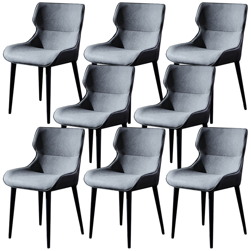 Modern Leather Dining Side Chair Indoor Wingback Chair with Black Legs Grey Set of 8 Clearhalo ' kitchen&dining_furn' 'Dining Chairs' 'Dining Tables & Seating' 'dining_chair' 'Furniture' 'furniture_dining_chair' 'Kitchen & Dining Furniture' 'kitchen' 3453235