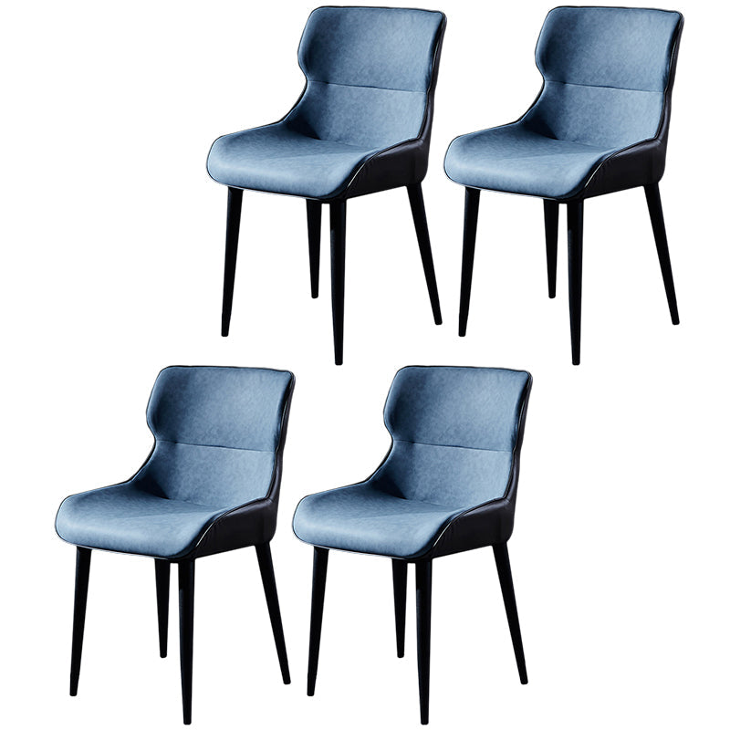 Modern Leather Dining Side Chair Indoor Wingback Chair with Black Legs Blue Set of 4 Clearhalo ' kitchen&dining_furn' 'Dining Chairs' 'Dining Tables & Seating' 'dining_chair' 'Furniture' 'furniture_dining_chair' 'Kitchen & Dining Furniture' 'kitchen' 3453236
