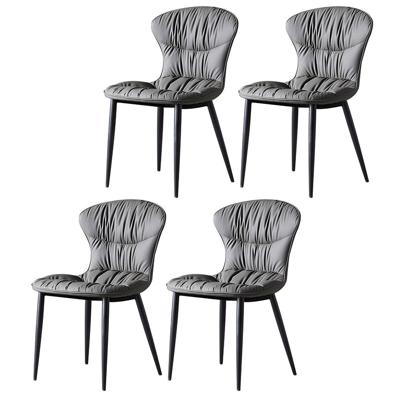 Contemporary Indoor Side Chair Leather Armless Dining Chairs with Black Legs Grey Set of 4 Clearhalo ' kitchen&dining_furn' 'Dining Chairs' 'Dining Tables & Seating' 'dining_chair' 'Furniture' 'furniture_dining_chair' 'Kitchen & Dining Furniture' 'kitchen' 3453260