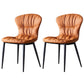 Contemporary Indoor Side Chair Leather Armless Dining Chairs with Black Legs Orange Set of 2 Clearhalo ' kitchen&dining_furn' 'Dining Chairs' 'Dining Tables & Seating' 'dining_chair' 'Furniture' 'furniture_dining_chair' 'Kitchen & Dining Furniture' 'kitchen' 3453267