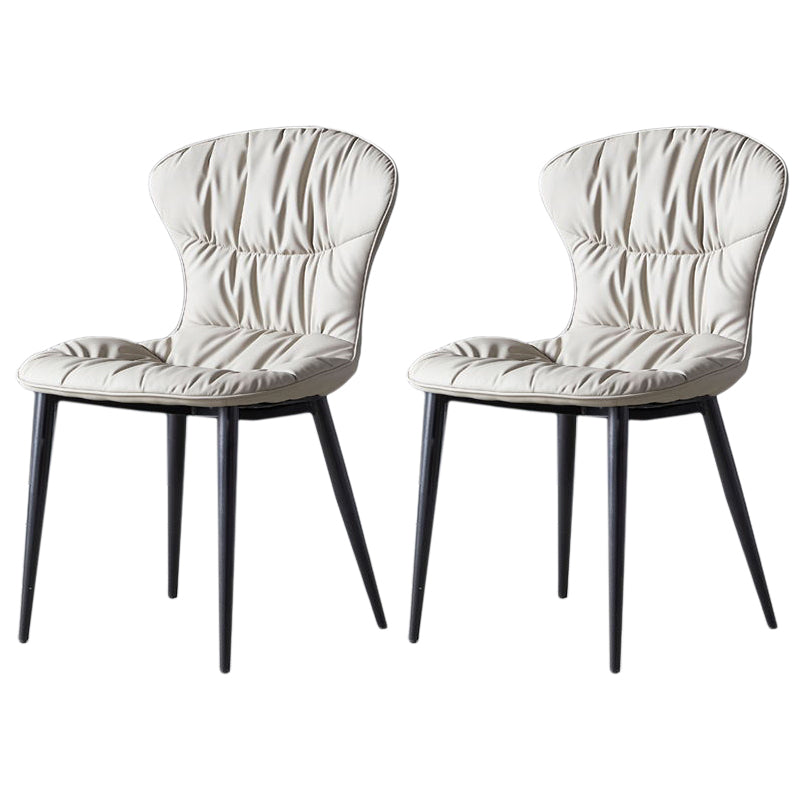 Contemporary Indoor Side Chair Leather Armless Dining Chairs with Black Legs Light Gray Set of 2 Clearhalo ' kitchen&dining_furn' 'Dining Chairs' 'Dining Tables & Seating' 'dining_chair' 'Furniture' 'furniture_dining_chair' 'Kitchen & Dining Furniture' 'kitchen' 3453271