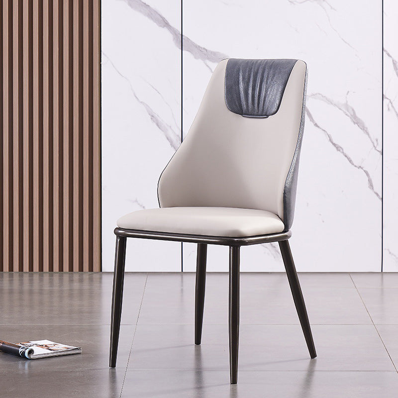 Modern Metal Wingback Side Chair Leather Dining Chairs with Black Legs Cream Gray 1 Piece Clearhalo ' kitchen&dining_furn' 'Dining Chairs' 'Dining Tables & Seating' 'dining_chair' 'Furniture' 'furniture_dining_chair' 'Kitchen & Dining Furniture' 'kitchen' 3453275