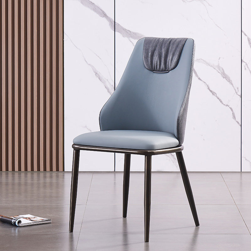 Modern Metal Wingback Side Chair Leather Dining Chairs with Black Legs Blue 1 Piece Clearhalo ' kitchen&dining_furn' 'Dining Chairs' 'Dining Tables & Seating' 'dining_chair' 'Furniture' 'furniture_dining_chair' 'Kitchen & Dining Furniture' 'kitchen' 3453276