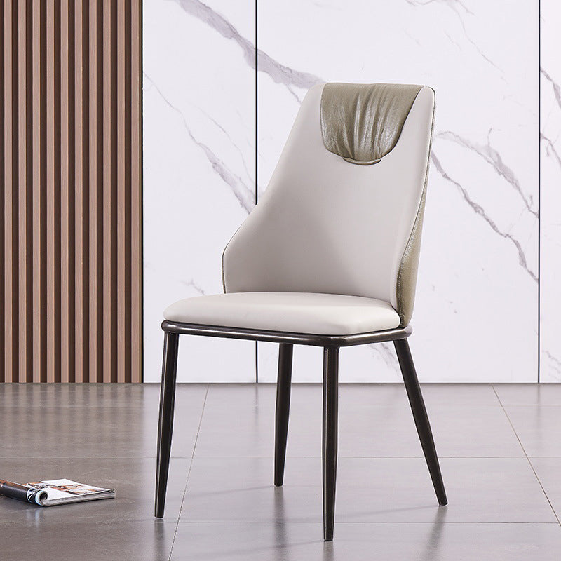 Modern Metal Wingback Side Chair Leather Dining Chairs with Black Legs Green 1 Piece Clearhalo ' kitchen&dining_furn' 'Dining Chairs' 'Dining Tables & Seating' 'dining_chair' 'Furniture' 'furniture_dining_chair' 'Kitchen & Dining Furniture' 'kitchen' 3453279