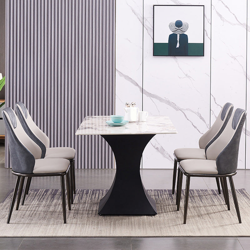 Modern Metal Wingback Side Chair Leather Dining Chairs with Black Legs Clearhalo ' kitchen&dining_furn' 'Dining Chairs' 'Dining Tables & Seating' 'dining_chair' 'Furniture' 'furniture_dining_chair' 'Kitchen & Dining Furniture' 'kitchen' 3453280