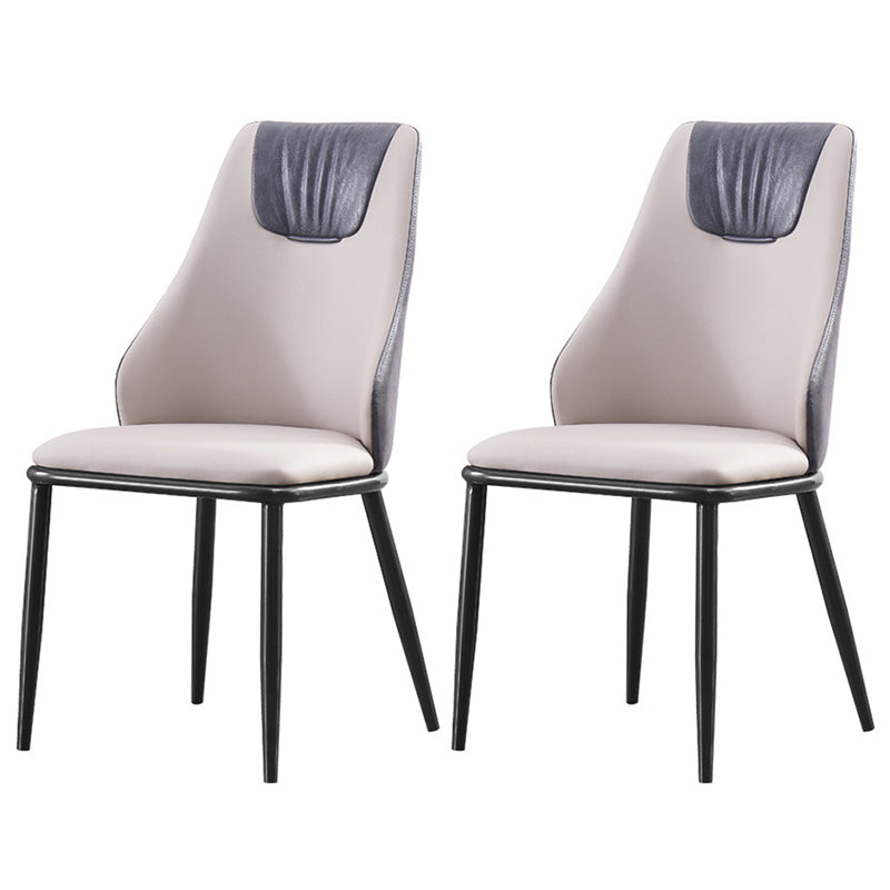 Modern Metal Wingback Side Chair Leather Dining Chairs with Black Legs Cream Gray Set of 2 Clearhalo ' kitchen&dining_furn' 'Dining Chairs' 'Dining Tables & Seating' 'dining_chair' 'Furniture' 'furniture_dining_chair' 'Kitchen & Dining Furniture' 'kitchen' 3453282