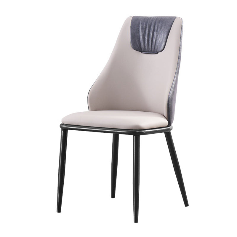Modern Metal Wingback Side Chair Leather Dining Chairs with Black Legs Clearhalo ' kitchen&dining_furn' 'Dining Chairs' 'Dining Tables & Seating' 'dining_chair' 'Furniture' 'furniture_dining_chair' 'Kitchen & Dining Furniture' 'kitchen' 3453283