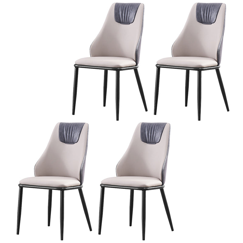 Modern Metal Wingback Side Chair Leather Dining Chairs with Black Legs Cream Gray Set of 4 Clearhalo ' kitchen&dining_furn' 'Dining Chairs' 'Dining Tables & Seating' 'dining_chair' 'Furniture' 'furniture_dining_chair' 'Kitchen & Dining Furniture' 'kitchen' 3453285