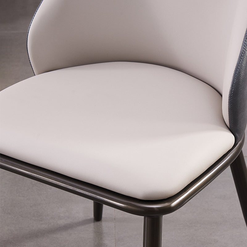 Modern Metal Wingback Side Chair Leather Dining Chairs with Black Legs Clearhalo ' kitchen&dining_furn' 'Dining Chairs' 'Dining Tables & Seating' 'dining_chair' 'Furniture' 'furniture_dining_chair' 'Kitchen & Dining Furniture' 'kitchen' 3453286