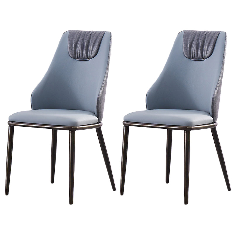 Modern Metal Wingback Side Chair Leather Dining Chairs with Black Legs Blue Set of 2 Clearhalo ' kitchen&dining_furn' 'Dining Chairs' 'Dining Tables & Seating' 'dining_chair' 'Furniture' 'furniture_dining_chair' 'Kitchen & Dining Furniture' 'kitchen' 3453287
