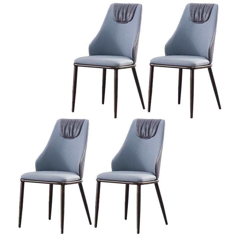 Modern Metal Wingback Side Chair Leather Dining Chairs with Black Legs Blue Set of 4 Clearhalo ' kitchen&dining_furn' 'Dining Chairs' 'Dining Tables & Seating' 'dining_chair' 'Furniture' 'furniture_dining_chair' 'Kitchen & Dining Furniture' 'kitchen' 3453288