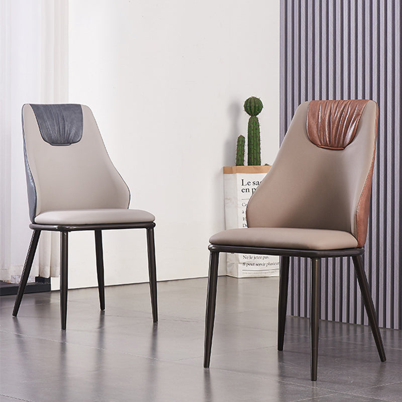 Modern Metal Wingback Side Chair Leather Dining Chairs with Black Legs Clearhalo ' kitchen&dining_furn' 'Dining Chairs' 'Dining Tables & Seating' 'dining_chair' 'Furniture' 'furniture_dining_chair' 'Kitchen & Dining Furniture' 'kitchen' 3453293