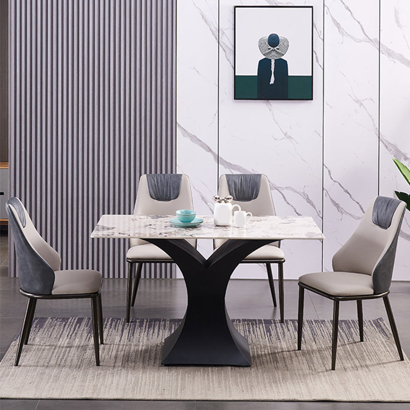 Modern Metal Wingback Side Chair Leather Dining Chairs with Black Legs Clearhalo ' kitchen&dining_furn' 'Dining Chairs' 'Dining Tables & Seating' 'dining_chair' 'Furniture' 'furniture_dining_chair' 'Kitchen & Dining Furniture' 'kitchen' 3453295