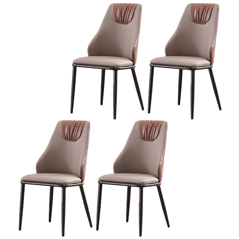 Modern Metal Wingback Side Chair Leather Dining Chairs with Black Legs Brown-Khaki Set of 4 Clearhalo ' kitchen&dining_furn' 'Dining Chairs' 'Dining Tables & Seating' 'dining_chair' 'Furniture' 'furniture_dining_chair' 'Kitchen & Dining Furniture' 'kitchen' 3453296