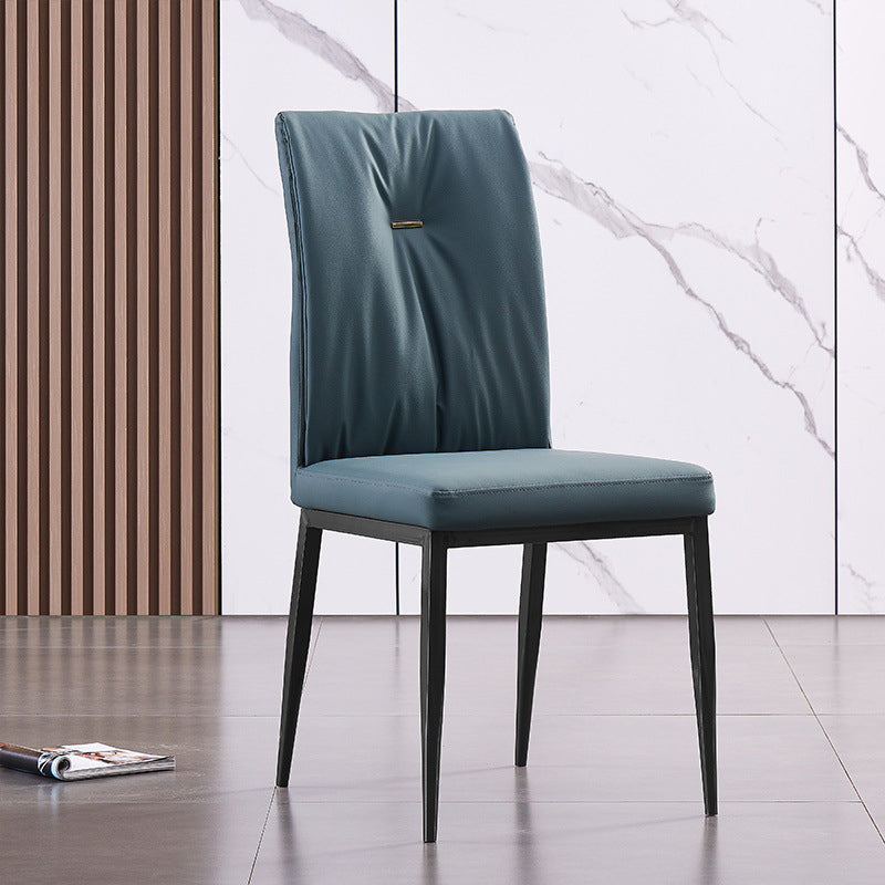 Modern Contemporary Leather Parsons Chair Side Dining Chairs with Metal Legs Blackish Green 1 Piece Clearhalo ' kitchen&dining_furn' 'Dining Chairs' 'Dining Tables & Seating' 'dining_chair' 'Furniture' 'furniture_dining_chair' 'Kitchen & Dining Furniture' 'kitchen' 3453299