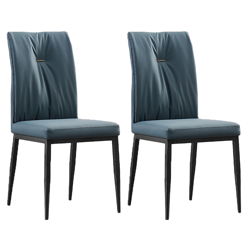 Modern Contemporary Leather Parsons Chair Side Dining Chairs with Metal Legs Blackish Green Set of 2 Clearhalo ' kitchen&dining_furn' 'Dining Chairs' 'Dining Tables & Seating' 'dining_chair' 'Furniture' 'furniture_dining_chair' 'Kitchen & Dining Furniture' 'kitchen' 3453300