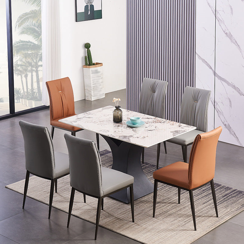 Modern Contemporary Leather Parsons Chair Side Dining Chairs with Metal Legs Clearhalo ' kitchen&dining_furn' 'Dining Chairs' 'Dining Tables & Seating' 'dining_chair' 'Furniture' 'furniture_dining_chair' 'Kitchen & Dining Furniture' 'kitchen' 3453303