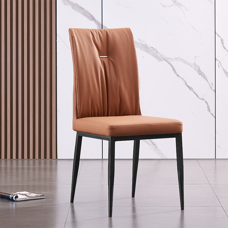 Modern Contemporary Leather Parsons Chair Side Dining Chairs with Metal Legs Orange 1 Piece Clearhalo ' kitchen&dining_furn' 'Dining Chairs' 'Dining Tables & Seating' 'dining_chair' 'Furniture' 'furniture_dining_chair' 'Kitchen & Dining Furniture' 'kitchen' 3453305