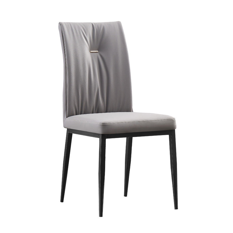 Modern Contemporary Leather Parsons Chair Side Dining Chairs with Metal Legs Clearhalo ' kitchen&dining_furn' 'Dining Chairs' 'Dining Tables & Seating' 'dining_chair' 'Furniture' 'furniture_dining_chair' 'Kitchen & Dining Furniture' 'kitchen' 3453307
