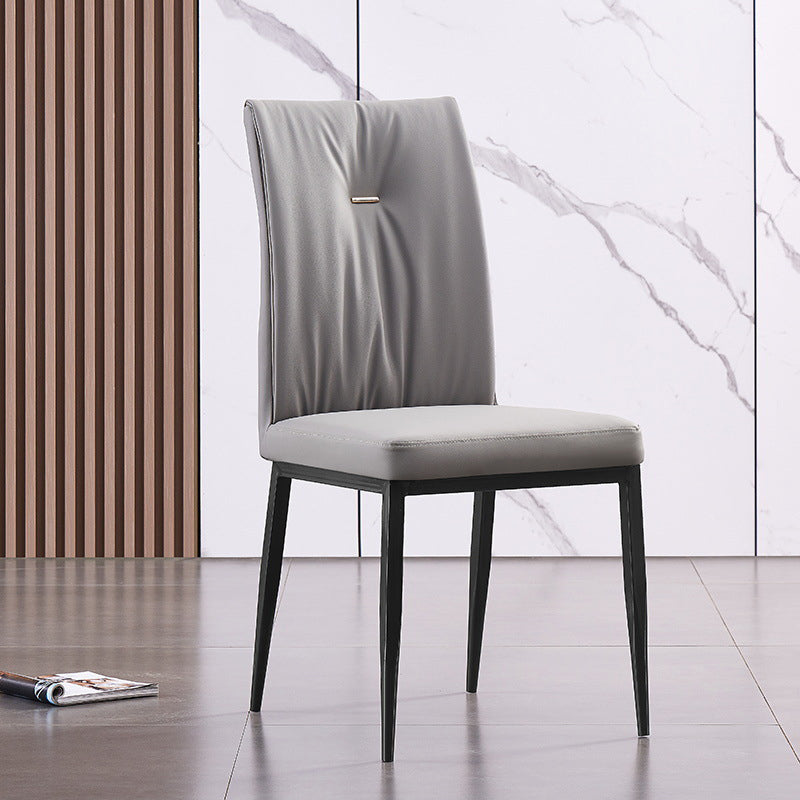Modern Contemporary Leather Parsons Chair Side Dining Chairs with Metal Legs Grey 1 Piece Clearhalo ' kitchen&dining_furn' 'Dining Chairs' 'Dining Tables & Seating' 'dining_chair' 'Furniture' 'furniture_dining_chair' 'Kitchen & Dining Furniture' 'kitchen' 3453311