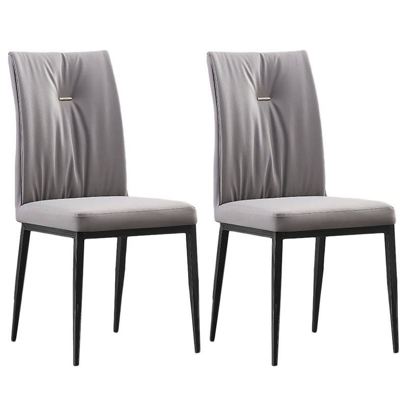 Modern Contemporary Leather Parsons Chair Side Dining Chairs with Metal Legs Grey Set of 2 Clearhalo ' kitchen&dining_furn' 'Dining Chairs' 'Dining Tables & Seating' 'dining_chair' 'Furniture' 'furniture_dining_chair' 'Kitchen & Dining Furniture' 'kitchen' 3453313
