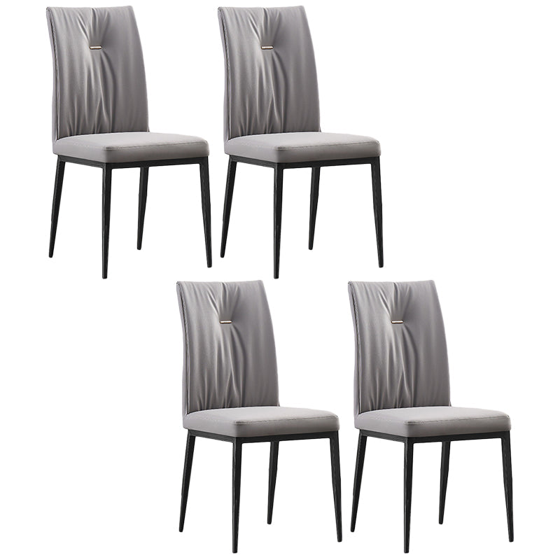Modern Contemporary Leather Parsons Chair Side Dining Chairs with Metal Legs Grey Set of 4 Clearhalo ' kitchen&dining_furn' 'Dining Chairs' 'Dining Tables & Seating' 'dining_chair' 'Furniture' 'furniture_dining_chair' 'Kitchen & Dining Furniture' 'kitchen' 3453314