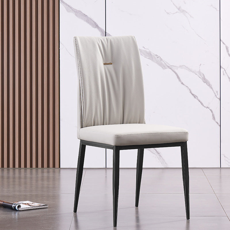Modern Contemporary Leather Parsons Chair Side Dining Chairs with Metal Legs Beige 1 Piece Clearhalo ' kitchen&dining_furn' 'Dining Chairs' 'Dining Tables & Seating' 'dining_chair' 'Furniture' 'furniture_dining_chair' 'Kitchen & Dining Furniture' 'kitchen' 3453316