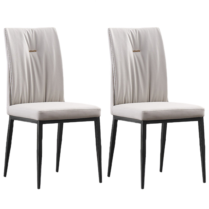 Modern Contemporary Leather Parsons Chair Side Dining Chairs with Metal Legs Beige Set of 2 Clearhalo ' kitchen&dining_furn' 'Dining Chairs' 'Dining Tables & Seating' 'dining_chair' 'Furniture' 'furniture_dining_chair' 'Kitchen & Dining Furniture' 'kitchen' 3453318