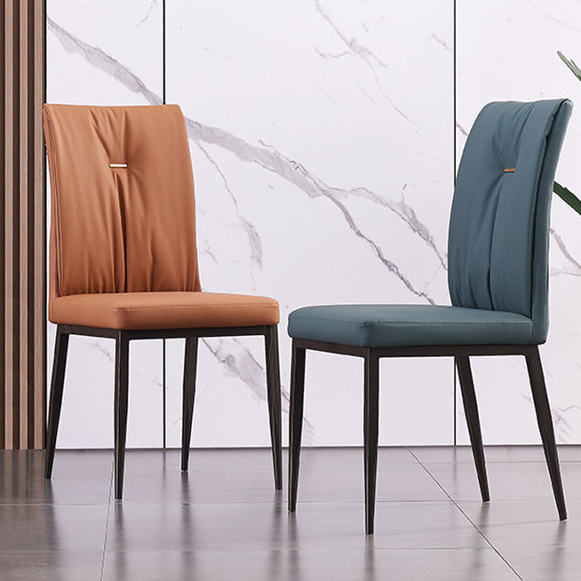 Modern Contemporary Leather Parsons Chair Side Dining Chairs with Metal Legs Clearhalo ' kitchen&dining_furn' 'Dining Chairs' 'Dining Tables & Seating' 'dining_chair' 'Furniture' 'furniture_dining_chair' 'Kitchen & Dining Furniture' 'kitchen' 3453319