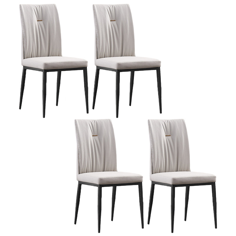 Modern Contemporary Leather Parsons Chair Side Dining Chairs with Metal Legs Beige Set of 4 Clearhalo ' kitchen&dining_furn' 'Dining Chairs' 'Dining Tables & Seating' 'dining_chair' 'Furniture' 'furniture_dining_chair' 'Kitchen & Dining Furniture' 'kitchen' 3453320