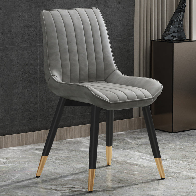 Metal Contemporary Side Chair PU Leather Solid Back Chair Indoor Dining Chairs Clearhalo ' kitchen&dining_furn' 'Dining Chairs' 'Dining Tables & Seating' 'dining_chair' 'Furniture' 'furniture_dining_chair' 'Kitchen & Dining Furniture' 'kitchen' 3453321