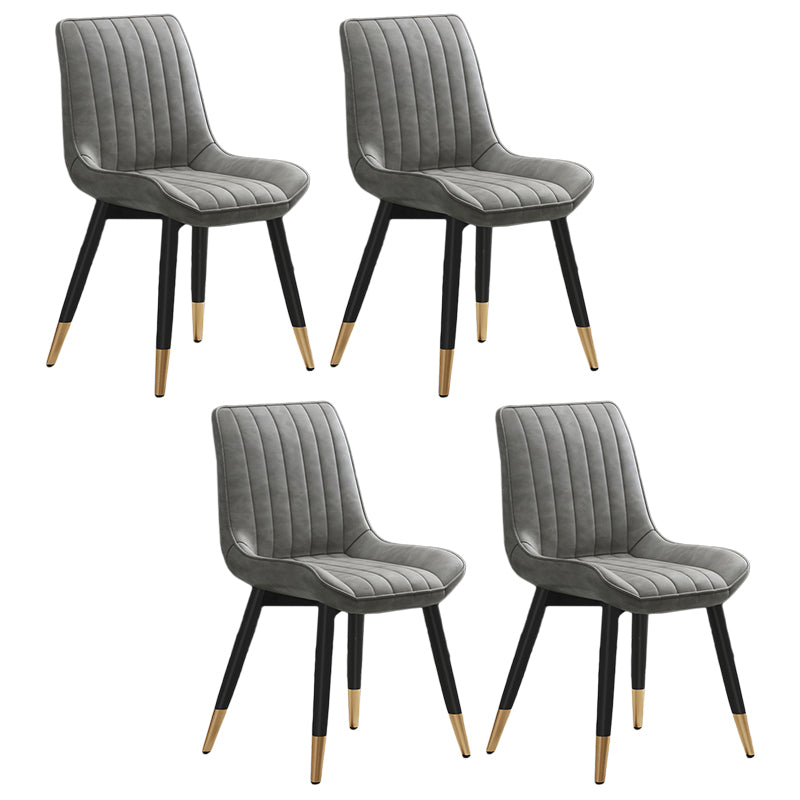 Metal Contemporary Side Chair PU Leather Solid Back Chair Indoor Dining Chairs Grey Set of 4 Clearhalo ' kitchen&dining_furn' 'Dining Chairs' 'Dining Tables & Seating' 'dining_chair' 'Furniture' 'furniture_dining_chair' 'Kitchen & Dining Furniture' 'kitchen' 3453322