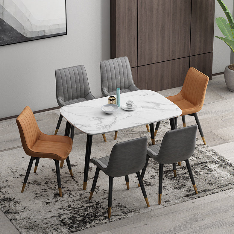 Metal Contemporary Side Chair PU Leather Solid Back Chair Indoor Dining Chairs Clearhalo ' kitchen&dining_furn' 'Dining Chairs' 'Dining Tables & Seating' 'dining_chair' 'Furniture' 'furniture_dining_chair' 'Kitchen & Dining Furniture' 'kitchen' 3453323