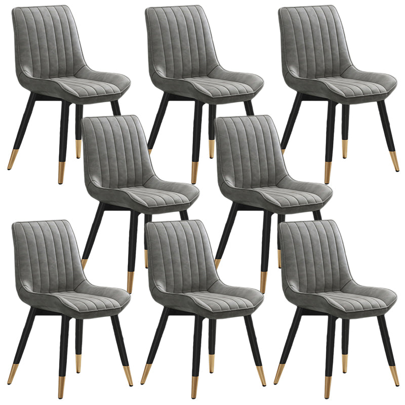 Metal Contemporary Side Chair PU Leather Solid Back Chair Indoor Dining Chairs Grey Set of 8 Clearhalo ' kitchen&dining_furn' 'Dining Chairs' 'Dining Tables & Seating' 'dining_chair' 'Furniture' 'furniture_dining_chair' 'Kitchen & Dining Furniture' 'kitchen' 3453324