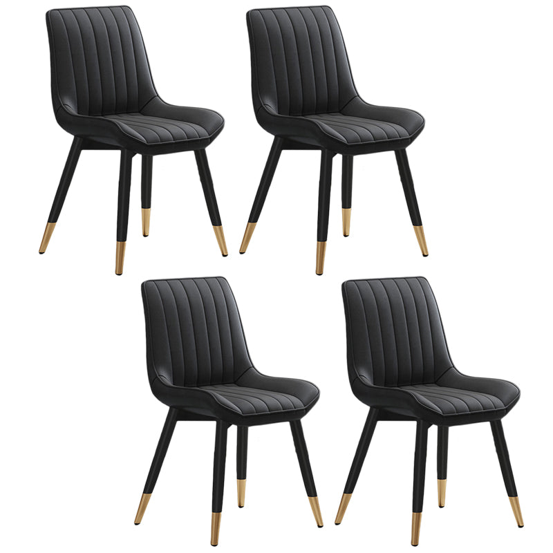 Metal Contemporary Side Chair PU Leather Solid Back Chair Indoor Dining Chairs Black Set of 4 Clearhalo ' kitchen&dining_furn' 'Dining Chairs' 'Dining Tables & Seating' 'dining_chair' 'Furniture' 'furniture_dining_chair' 'Kitchen & Dining Furniture' 'kitchen' 3453325