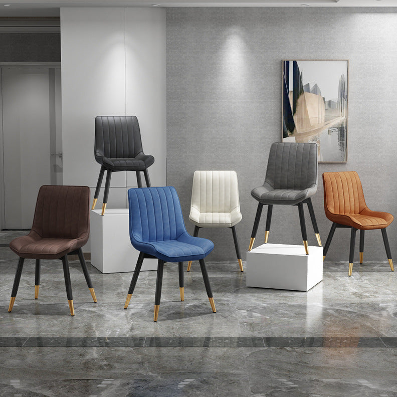 Metal Contemporary Side Chair PU Leather Solid Back Chair Indoor Dining Chairs Clearhalo ' kitchen&dining_furn' 'Dining Chairs' 'Dining Tables & Seating' 'dining_chair' 'Furniture' 'furniture_dining_chair' 'Kitchen & Dining Furniture' 'kitchen' 3453326