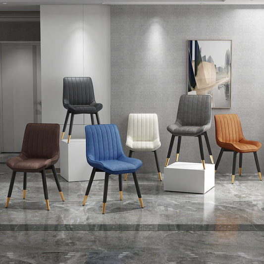 Metal Contemporary Side Chair PU Leather Solid Back Chair Indoor Dining Chairs Clearhalo ' kitchen&dining_furn' 'Dining Chairs' 'Dining Tables & Seating' 'dining_chair' 'Furniture' 'furniture_dining_chair' 'Kitchen & Dining Furniture' 'kitchen' 3453326