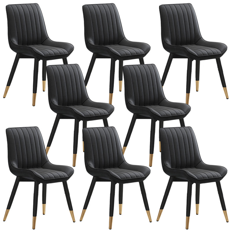 Metal Contemporary Side Chair PU Leather Solid Back Chair Indoor Dining Chairs Black Set of 8 Clearhalo ' kitchen&dining_furn' 'Dining Chairs' 'Dining Tables & Seating' 'dining_chair' 'Furniture' 'furniture_dining_chair' 'Kitchen & Dining Furniture' 'kitchen' 3453327