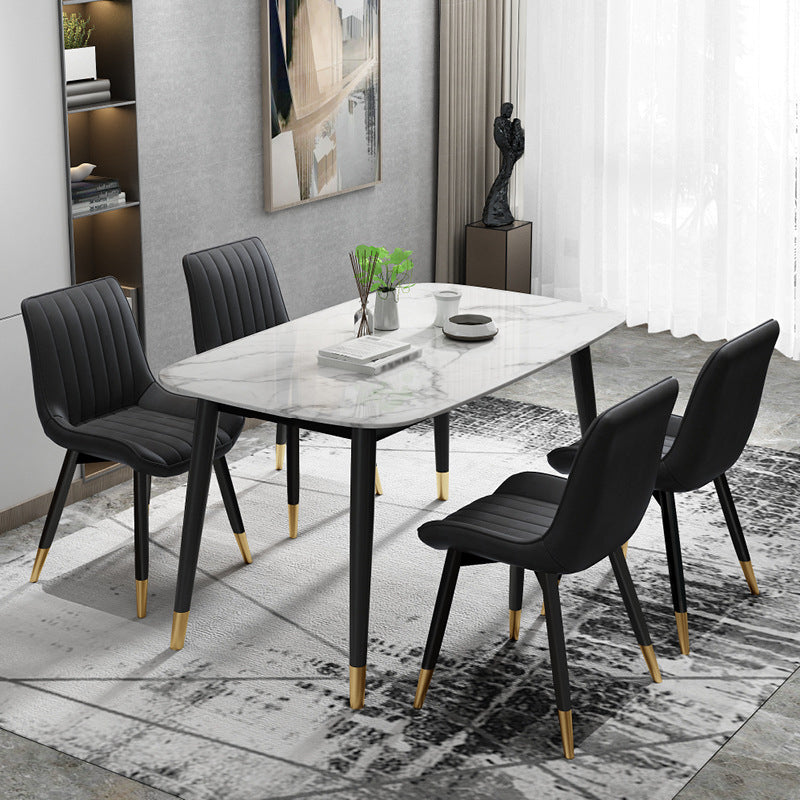 Metal Contemporary Side Chair PU Leather Solid Back Chair Indoor Dining Chairs Clearhalo ' kitchen&dining_furn' 'Dining Chairs' 'Dining Tables & Seating' 'dining_chair' 'Furniture' 'furniture_dining_chair' 'Kitchen & Dining Furniture' 'kitchen' 3453328