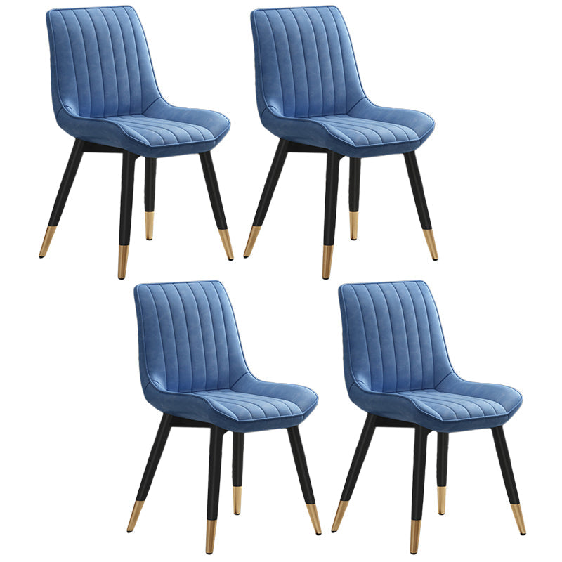 Metal Contemporary Side Chair PU Leather Solid Back Chair Indoor Dining Chairs Blue Set of 4 Clearhalo ' kitchen&dining_furn' 'Dining Chairs' 'Dining Tables & Seating' 'dining_chair' 'Furniture' 'furniture_dining_chair' 'Kitchen & Dining Furniture' 'kitchen' 3453329