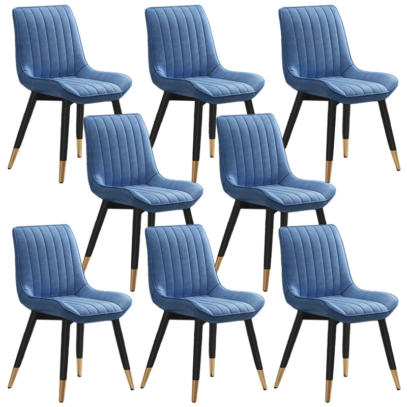 Metal Contemporary Side Chair PU Leather Solid Back Chair Indoor Dining Chairs Blue Set of 8 Clearhalo ' kitchen&dining_furn' 'Dining Chairs' 'Dining Tables & Seating' 'dining_chair' 'Furniture' 'furniture_dining_chair' 'Kitchen & Dining Furniture' 'kitchen' 3453332